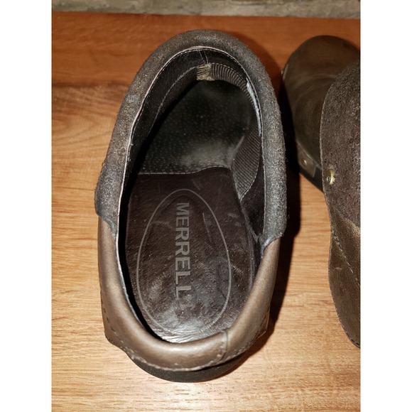 MERRELL Womens Shoes Brown Size 6 Leather Luxe Wrap Clogs Mule Bitter Chocolate - Picture 9 of 13